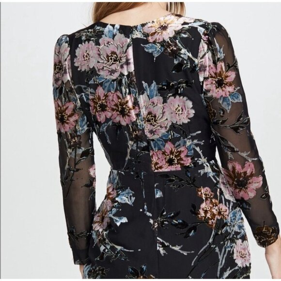 Yumi Kim Wild Bloom Floral Faux Wrap Mini Dress Timeless Velvet‎ Burnout Med NWT - Picture 2 of 14